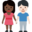 woman and man holding hands, dark skin tone, light skin tone